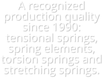 A recognized production quality since 1990: tensional springs, spring elements, torsion springs and stretching springs.